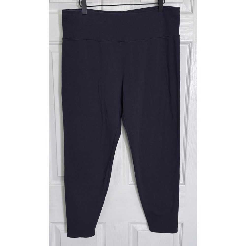 Eileen Fisher Ankle Leggings XL Navy High Waist Tencel Organic Cotton Stretch
